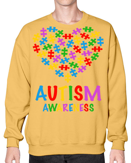 autism awareness heart love puzzle 15# - autism- Sweatshirt - Crew