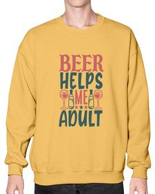 beer helps me adult 646# - beer- Sweatshirt - Crew