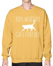 boys whatever cats forever - cats- Sweatshirt - Crew