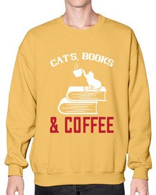 cats book and coffee Style 37# - cats- Sweatshirt - Crew