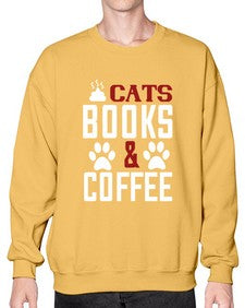 cats books and coffee Style 38# - cats- Sweatshirt - Crew