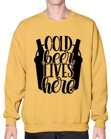 cold beer lives here 872# - beer- Sweatshirt - Crew