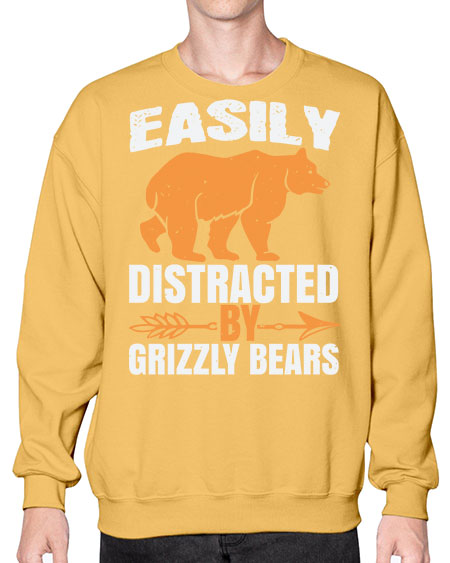 easily distracted by grizzly bears 107# - bears - animals- Sweatshirt - Crew
