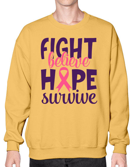 fight believe hope survive Style 13# - breast cancer- Sweatshirt - Crew