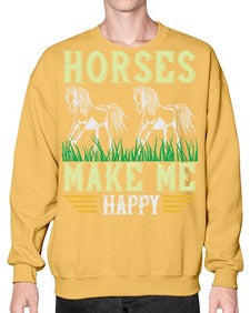 horses make me happy Style 40# - horse- Sweatshirt - Crew