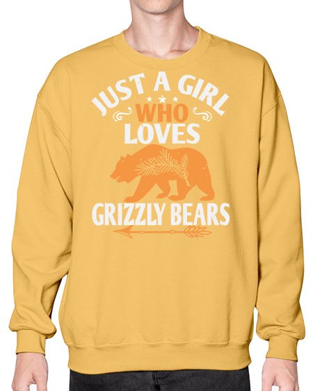 just a girl who loves grizzly bears 159# - bears - animals- Sweatshirt - Crew