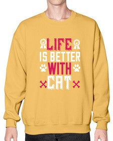 life is better with cat Style 65# - cats- Sweatshirt - Crew