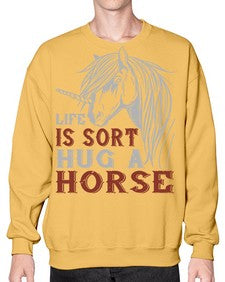 life is sort hug a horse Style 28# - horse- Sweatshirt - Crew