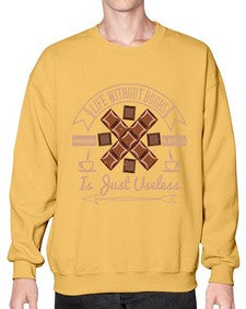 life without books chocolate coffee is just useless 318# - chocolate- Sweatshirt - Crew