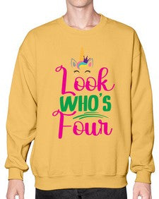 look whos four 261# - unicorn- Sweatshirt - Crew