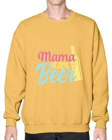 mama heads a beer 324# - beer- Sweatshirt - Crew