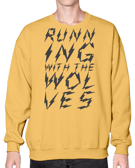 running with the wolves - wolf- Sweatshirt - Crew