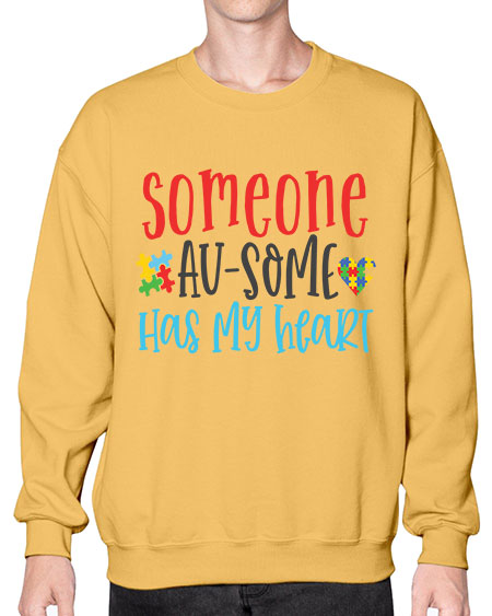 someone ausome has my heart Style 40# - autism- Sweatshirt - Crew