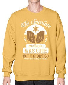 the chocolate mustache was cute but it didnt go with his blonde head 415# - chocolate- Sweatshirt - Crew