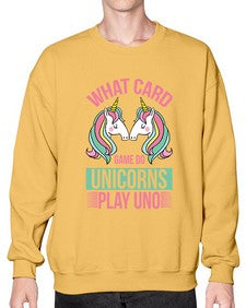 what card game do unicorns play uno 548# - unicorn- Sweatshirt - Crew