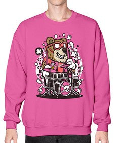Bear drummer 14# - cartoon animals- Sweatshirt - Crew