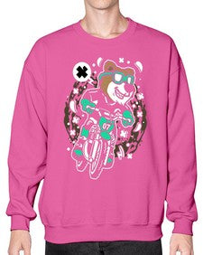 Bear motocross rider 15# - cartoon animals- Sweatshirt - Crew