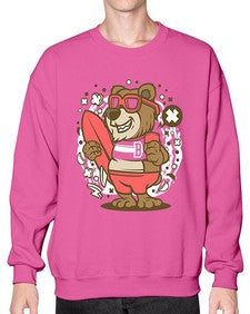 Bear surfing 17# - cartoon animals- Sweatshirt - Crew