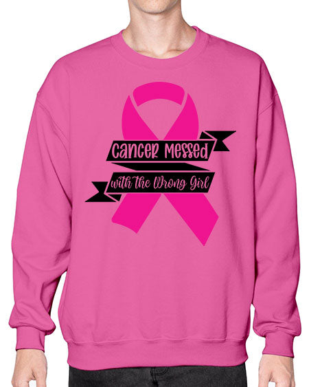 Cancer Messed with the Wrong Girl 30# - breast cancer- Sweatshirt - Crew