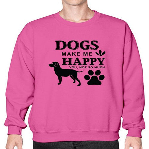 Dogs Make Me Happy Style 44# - dogs- Sweatshirt - Crew
