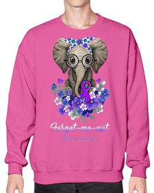 Forget me not Alzheimers Awareness Elephant Flower 150# - alzheimers- Sweatshirt - Crew