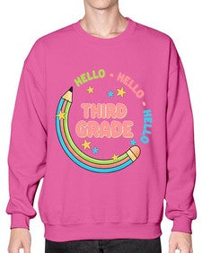 Hello third Grade Pencil 346# - third grade- Sweatshirt - Crew