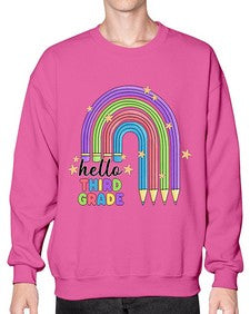 Hello third Grade Pencil Rainbow 347# - third grade- Sweatshirt - Crew