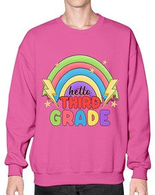 Hello third Grade Rainbow 348# - third grade- Sweatshirt - Crew