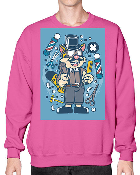 Hipster Barber Leopard835# - barber- Sweatshirt - Crew
