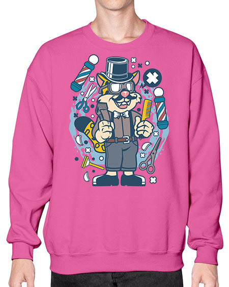 Hipster Barber Leopard836# - barber- Sweatshirt - Crew