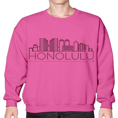 Honolulu Minimal Skyline 903# - cities- Sweatshirt - Crew