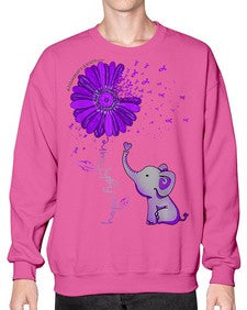 Hope Fight Cure Elephant Alzheimers Purple Ribbon 161# - alzheimers- Sweatshirt - Crew