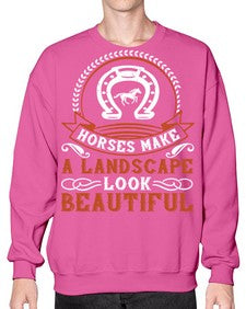 Horses make a landscape look beautiful Style 42# - horse- Sweatshirt - Crew