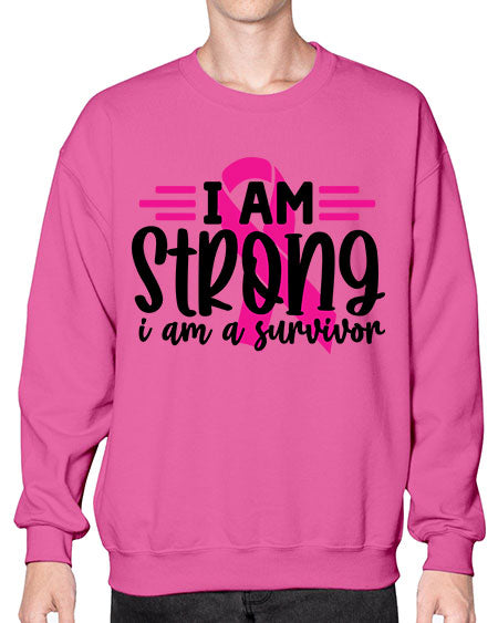 I Am Strong I Am a Survivor 20# - breast cancer- Sweatshirt - Crew