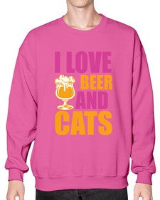 I Love Beer And Cats - cats- Sweatshirt - Crew