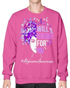 I Will Remember For You Alzheimer Awareness Womens Butterfly 180# - alzheimers- Sweatshirt - Crew