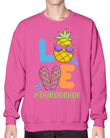 LOVE third Grade Summer Pineapple 527# - third grade- Sweatshirt - Crew