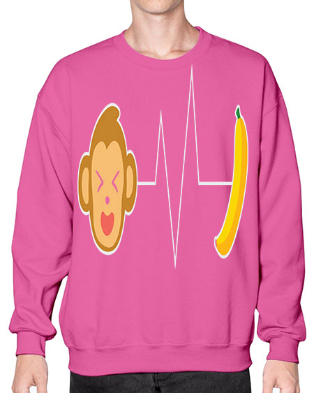 Monkey Heartbeat Banana 13# - monkey- Sweatshirt - Crew