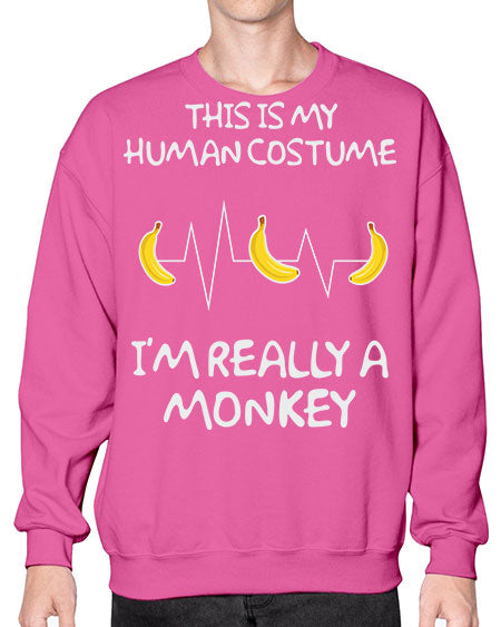 Monkey Human Costume Banana 15# - monkey- Sweatshirt - Crew