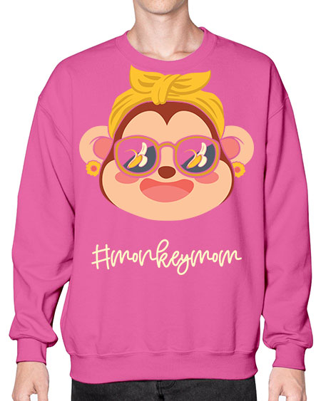 Monkey Mom Banana Glasses 16# - monkey- Sweatshirt - Crew