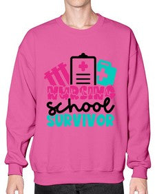 Nursing School Survivor Style Style 1278# - nurse- Sweatshirt - Crew