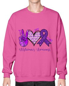 Peace Love Cure Alzheimer Awareness 205# - alzheimers- Sweatshirt - Crew