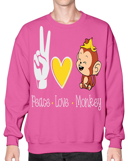 Peace Love Monkey 20# - monkey- Sweatshirt - Crew