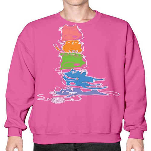 Pride Kawaii Cats Pile Cute Anime 277# - anime- Sweatshirt - Crew