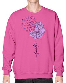 Purple Daisy Faith AlzheimerS Awareness 209# - alzheimers- Sweatshirt - Crew
