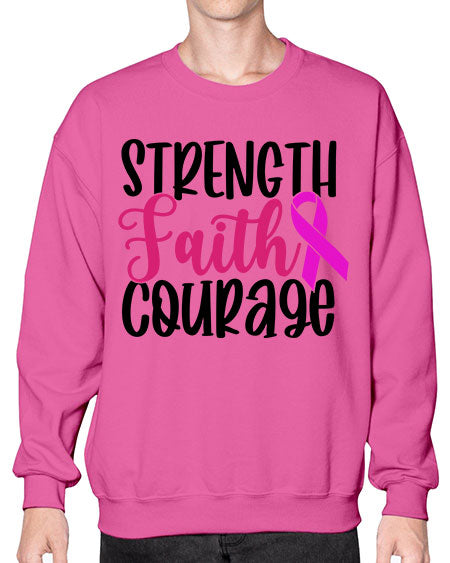 Strength Faith Courage 7# - breast cancer- Sweatshirt - Crew