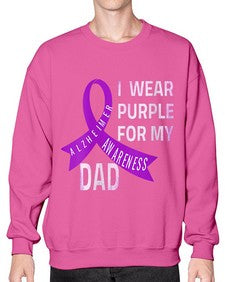 Womens I Wear Purple for My Dad Alzheimers Disease Awareness VNeck 221# - alzheimers- Sweatshirt - Crew