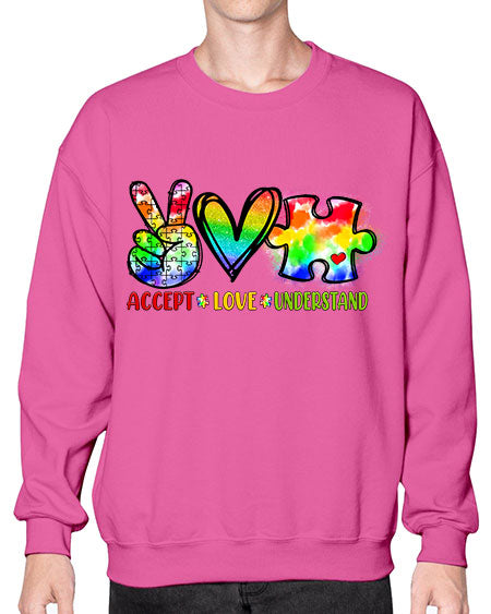 accept love understand - autism- Sweatshirt - Crew