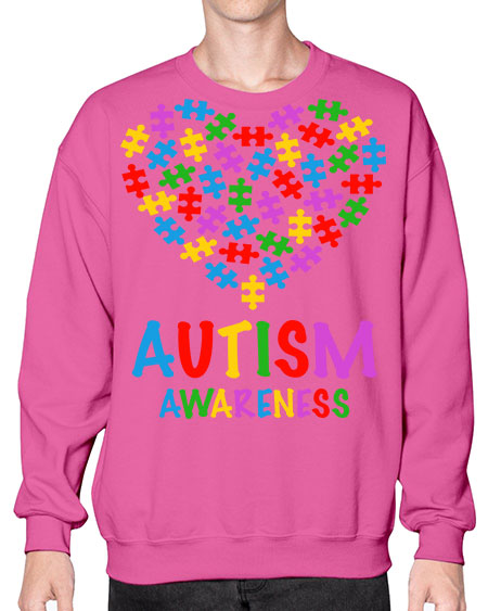 autism awareness heart love puzzle 15# - autism- Sweatshirt - Crew