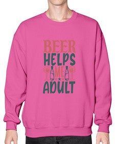 beer helps me adult 646# - beer- Sweatshirt - Crew